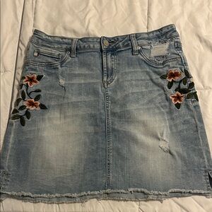 Dear John Light Blue Floral Embroidered Mini Skirt y2k